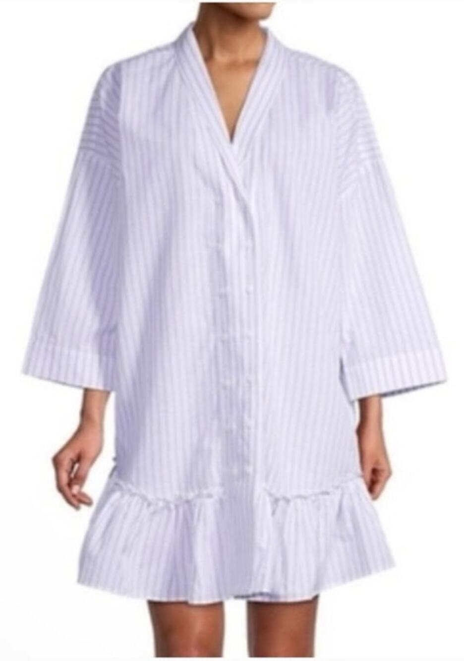 Harshman LA Stripe Caftan Dress Cotton Linen Blend Lagenlook Minimalist XS